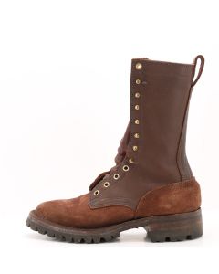 Hotshot boot lightly worn Lug sole brown edge walnut 7-8oz work leather smooth over roughout 