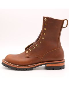 New condition overlander 8" height with a block heel natural edge and lug sole Mismates left boot 9.5 D right boot 10E