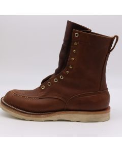 1964 brown all smooth leather, 8 inch height, 10.5D size, Hnw last, Moc toe wedge boot.
