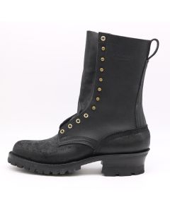 New condition Builderpro 10" height with black smooth over roughout leather and a black edge color with a logger heel 