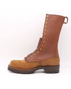 New condition 12" hot shot boot fire resistant 64 brown smooth over roughout leather with a lug sole and a 67 last 