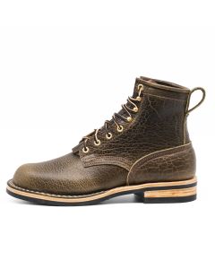 Olive colored bison leather boot