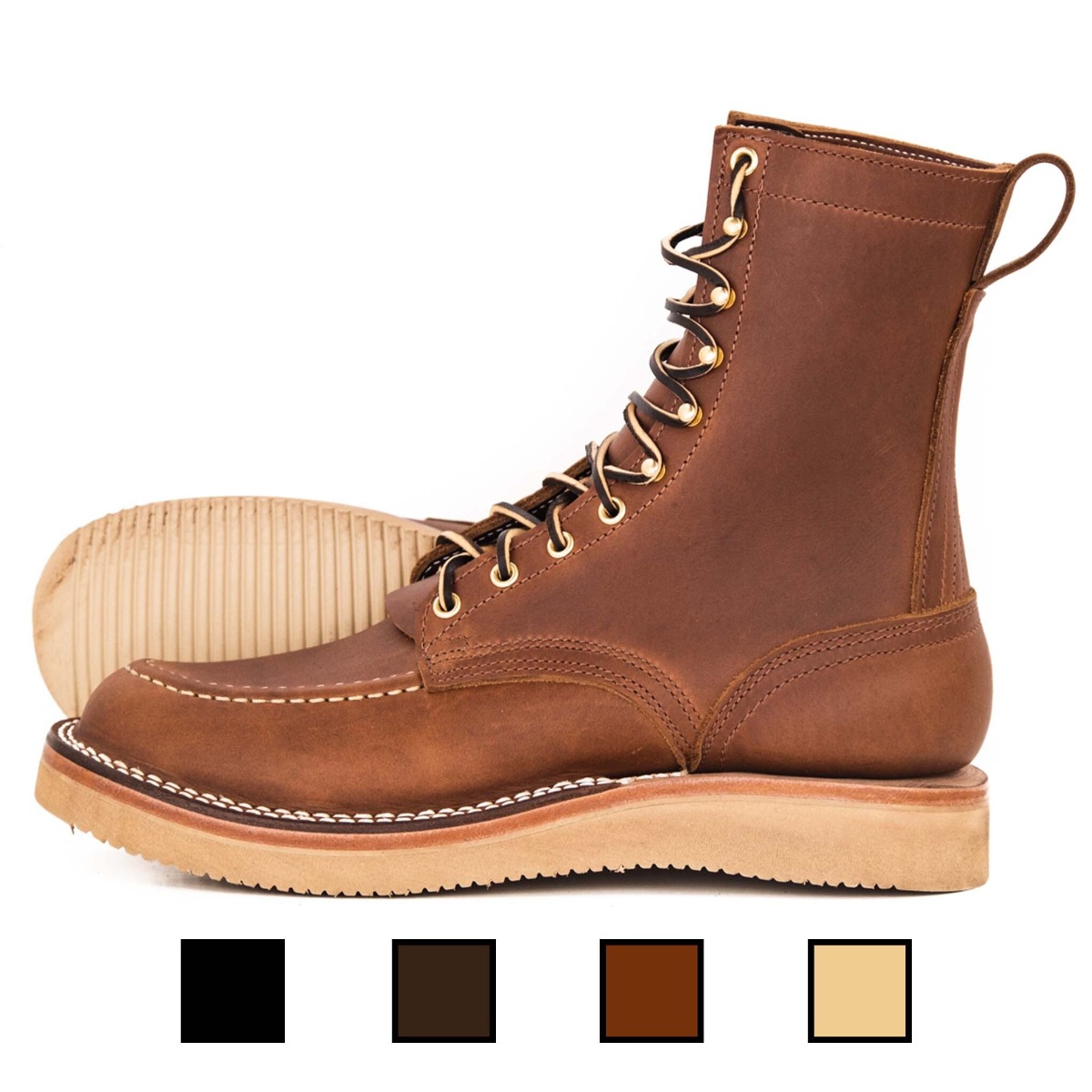 Wedge sole moc top toe work boots