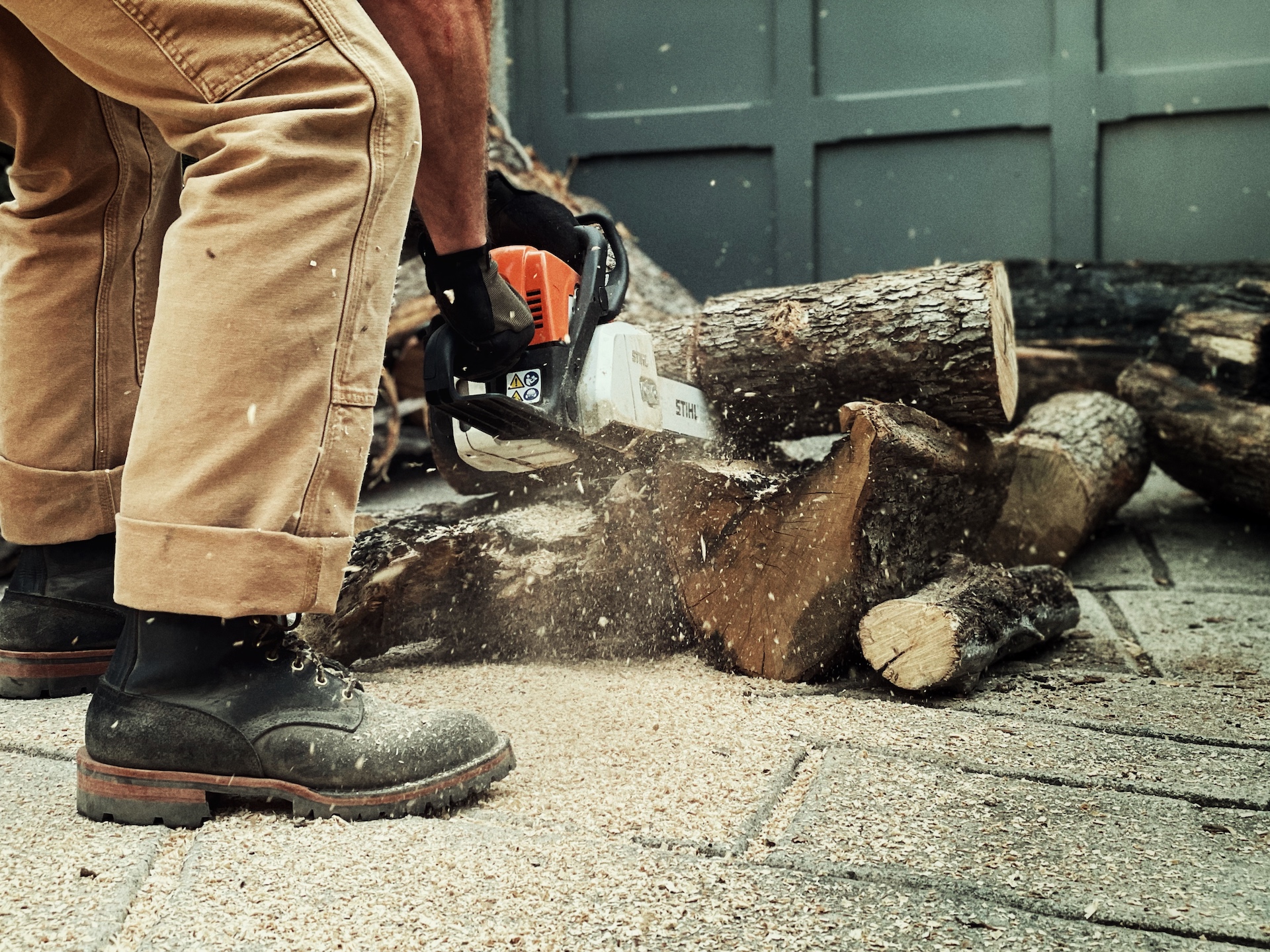 wearing logger boots