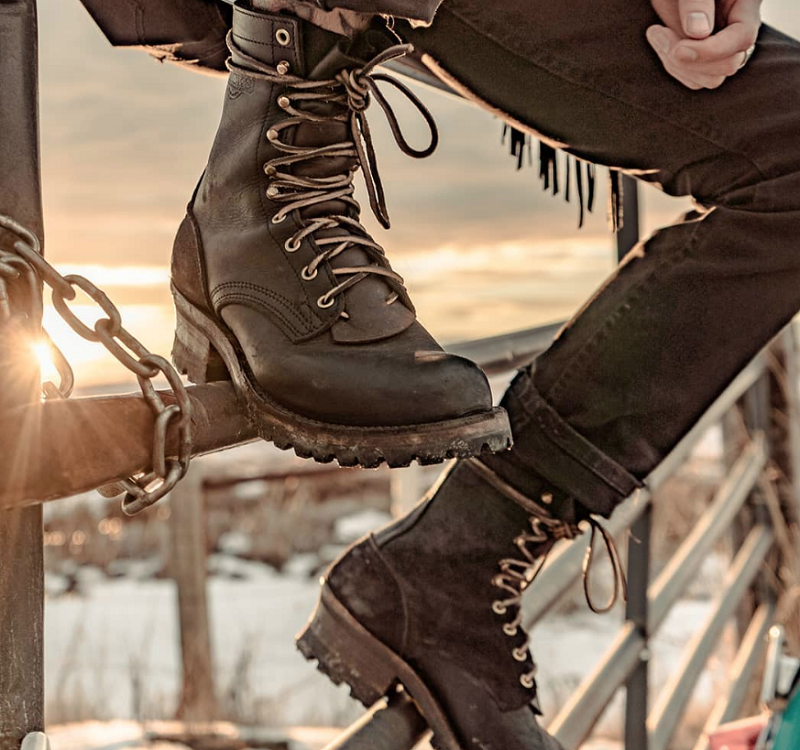 Lace up store roper boots